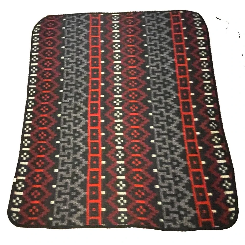 Vtg. MOLINA Indian Drawing Blanket Made In Mexico Aztec Southwestern 66